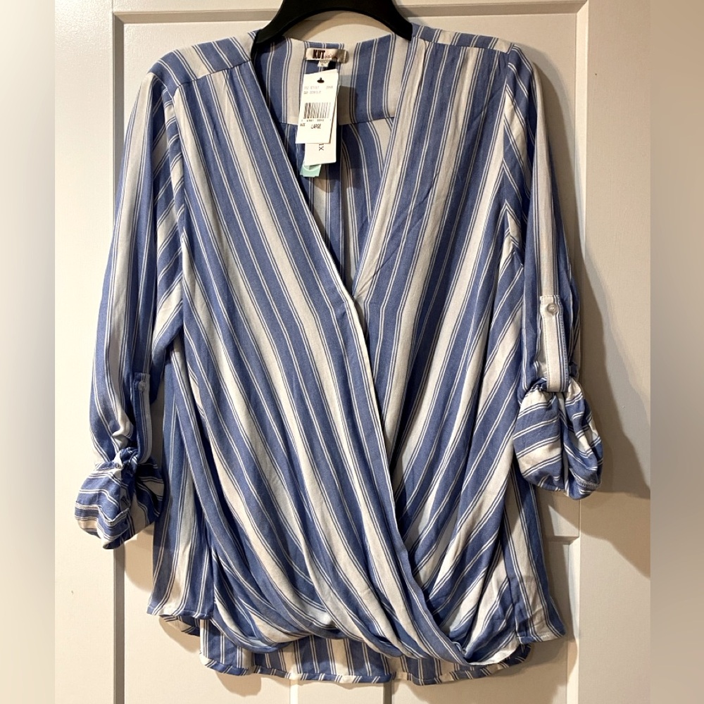 Kut from the Kloth cross front blouse, size L, NWT